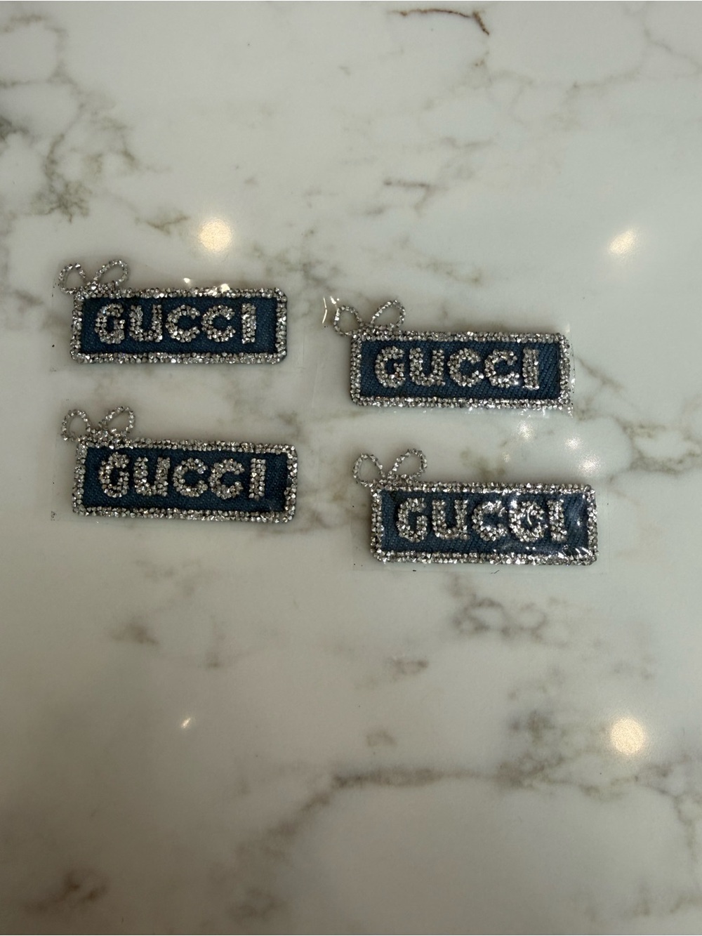 Hand Crafted Blue and Silver Crystal iron on patches